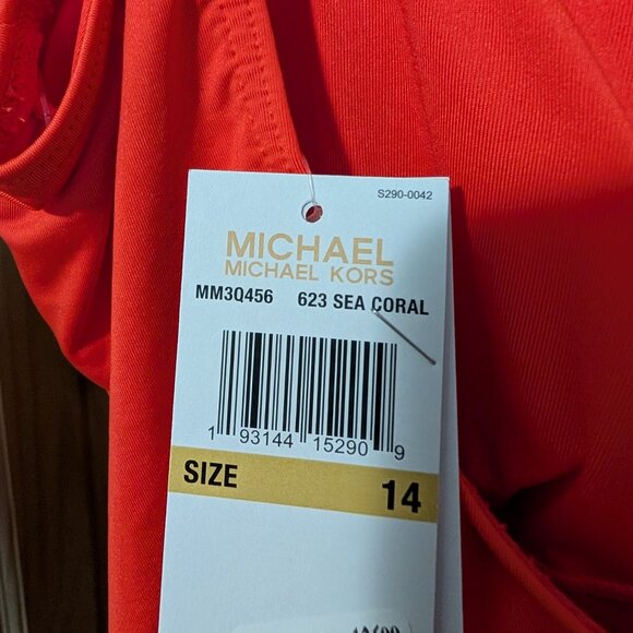 Michael Kors Lace-Up One-Piece Swimsuit Sea Coral 14 - Picture 5 of 5